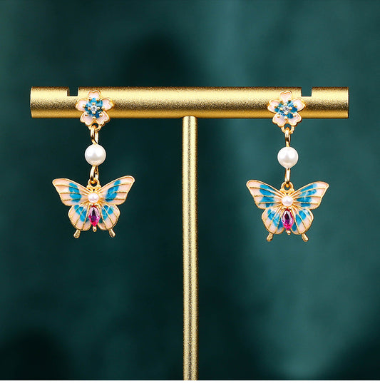 Enamel / Earrings / Gradient / Butterfly / Light Luxury / Highlighting Temperament / Advanced