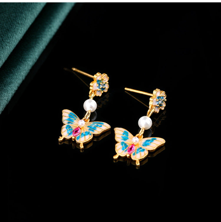 Enamel / Earrings / Gradient / Butterfly / Light Luxury / Highlighting Temperament / Advanced