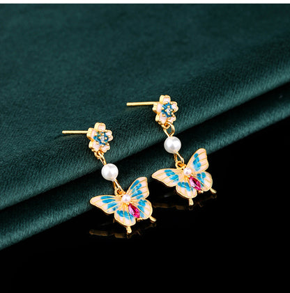 Enamel / Earrings / Gradient / Butterfly / Light Luxury / Highlighting Temperament / Advanced