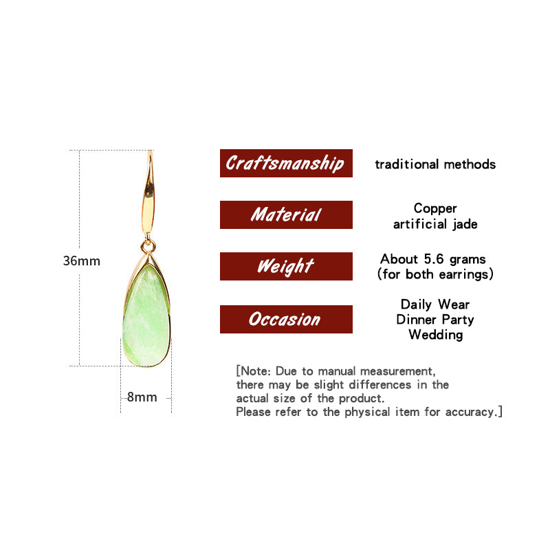 Simple / high-end earrings / gold-plated / jadeite style resin / silver needles / earrings / banquet scenes