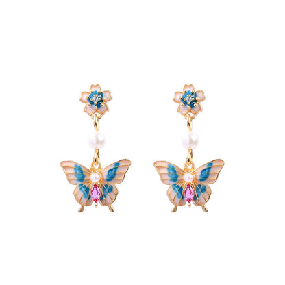 Enamel / Earrings / Gradient / Butterfly / Light Luxury / Highlighting Temperament / Advanced