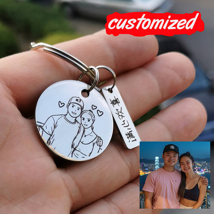 Personalized  Keychain - Couple Photo - Custom Engraved Gift for Him or Her - Unique Birthday or Annive