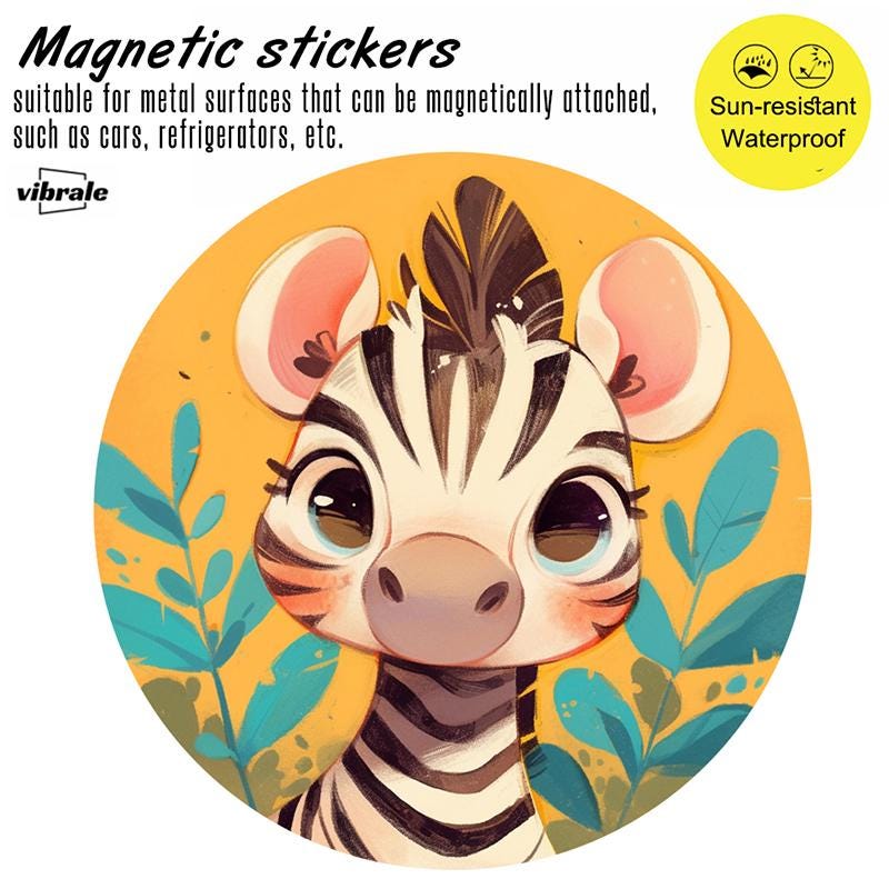 Zebra sticker / animal / Vinyl Sticker / Custom Car Decal / Personalized Car Magnets / Car Accessories / Cute Car Magnet