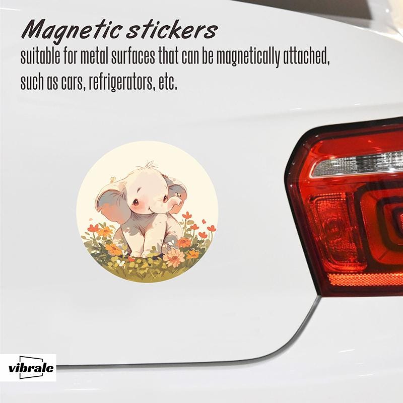 animal / elephant sticker / car stickers / Vehicle Magnet / Waterproof Car Stickers / Magnetic Decal / Fridge Magnet