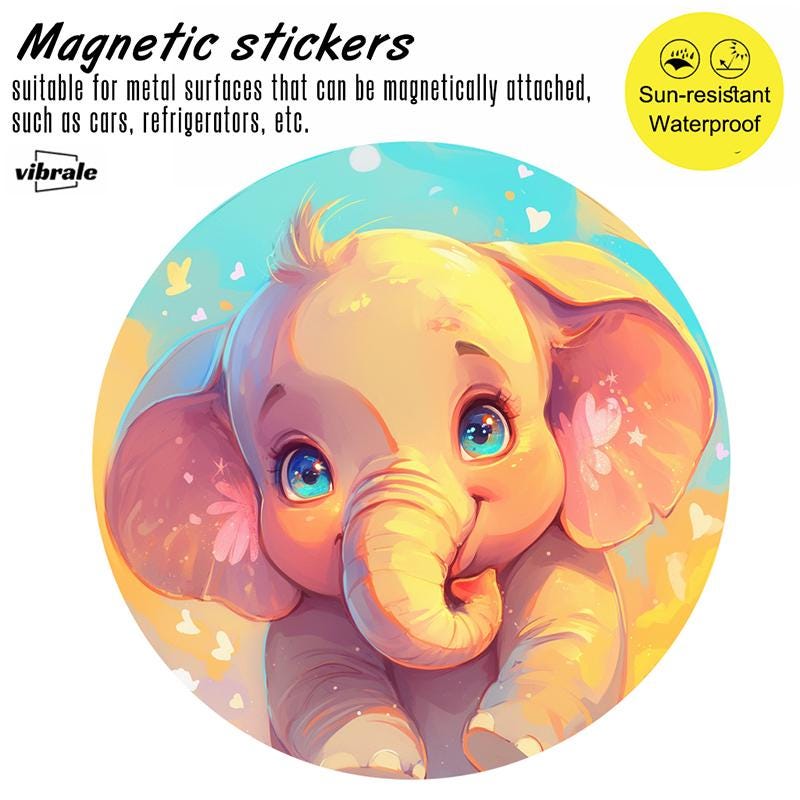 elephant sticker / Vinyl Sticker / animal / Decorative Magnets / Refrigerator Magnet / Car Window Sticker / Weatherproof Vinyl Sticker