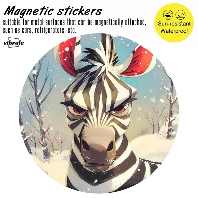 animal / car stickers / Zebra sticker / Auto Accessory Sticker / Magnetic Bumper Decal / Creative Car Magnet / Refrigerator Magnet